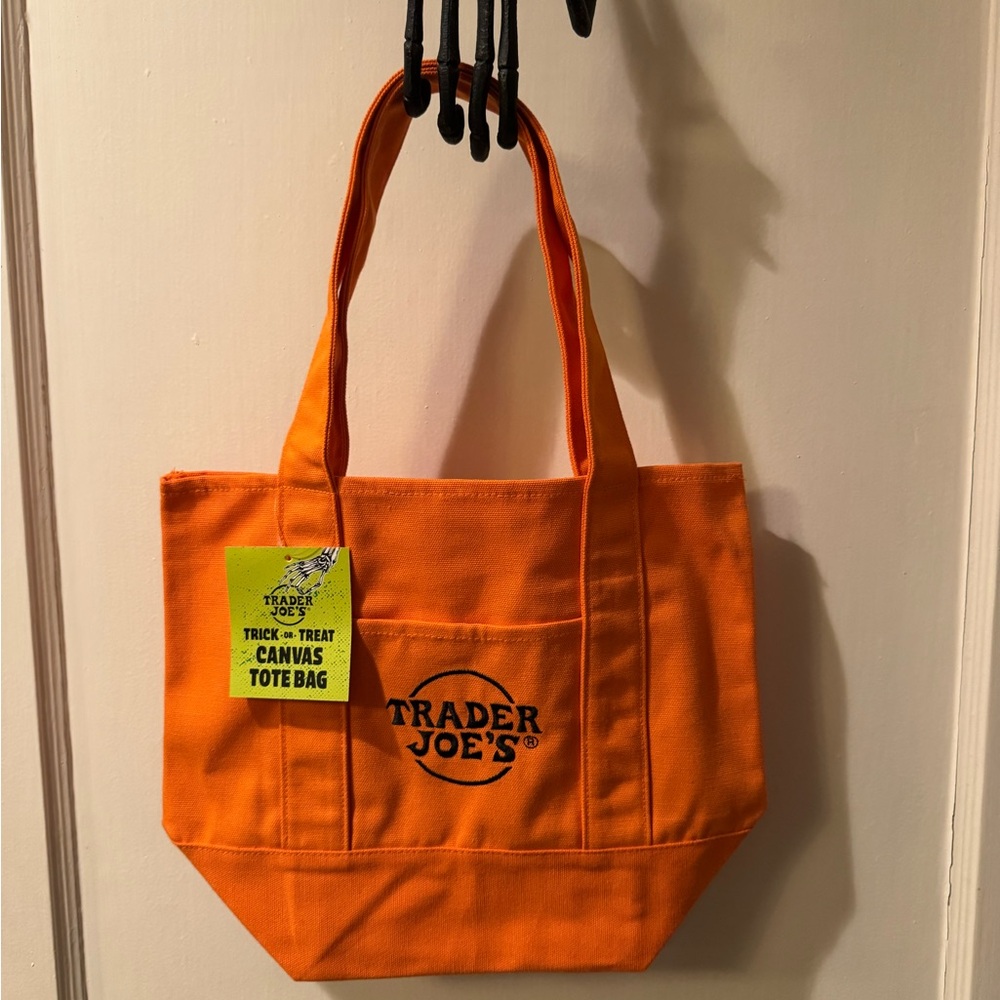 Trader Joe's Trick or Treat Orange Canvas Tote Bag